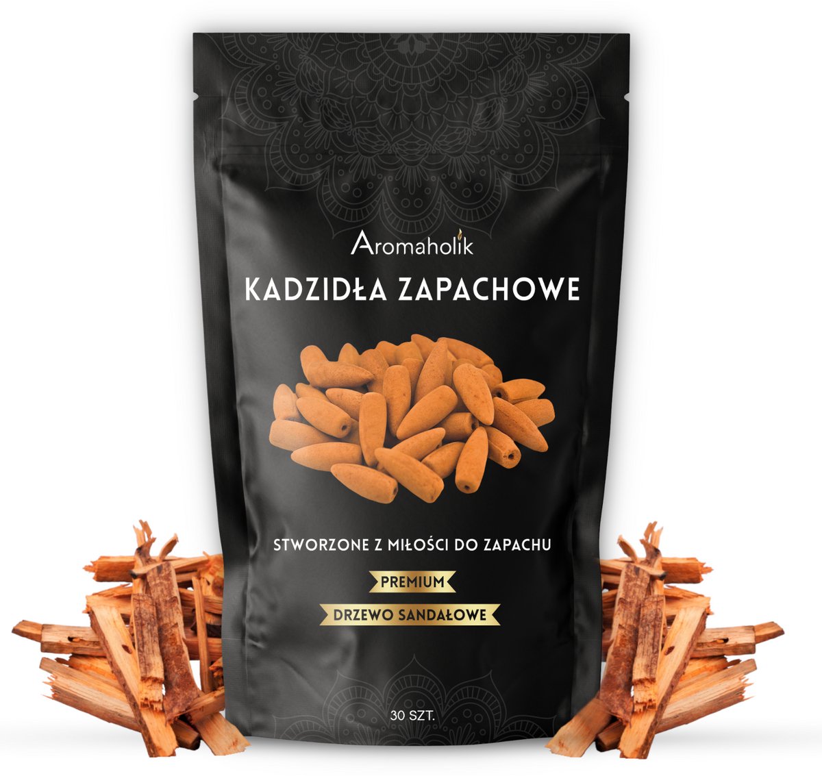 Aromaholik - Wierookkegels Backflow - Sandelhout - 30 stuks - XL - Waterval Effect - Natuurlijk