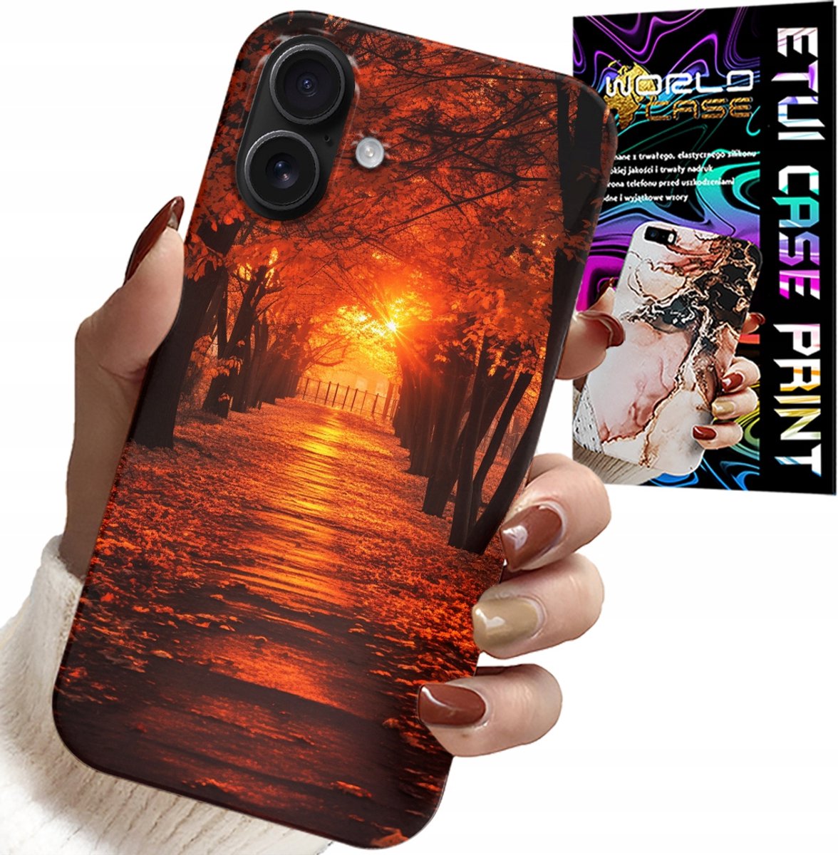 HOESJE VOOR IPHONE 16 PLUS - PARK, HERFST, VALLENDE BLADEREN, ACHTERKANT
