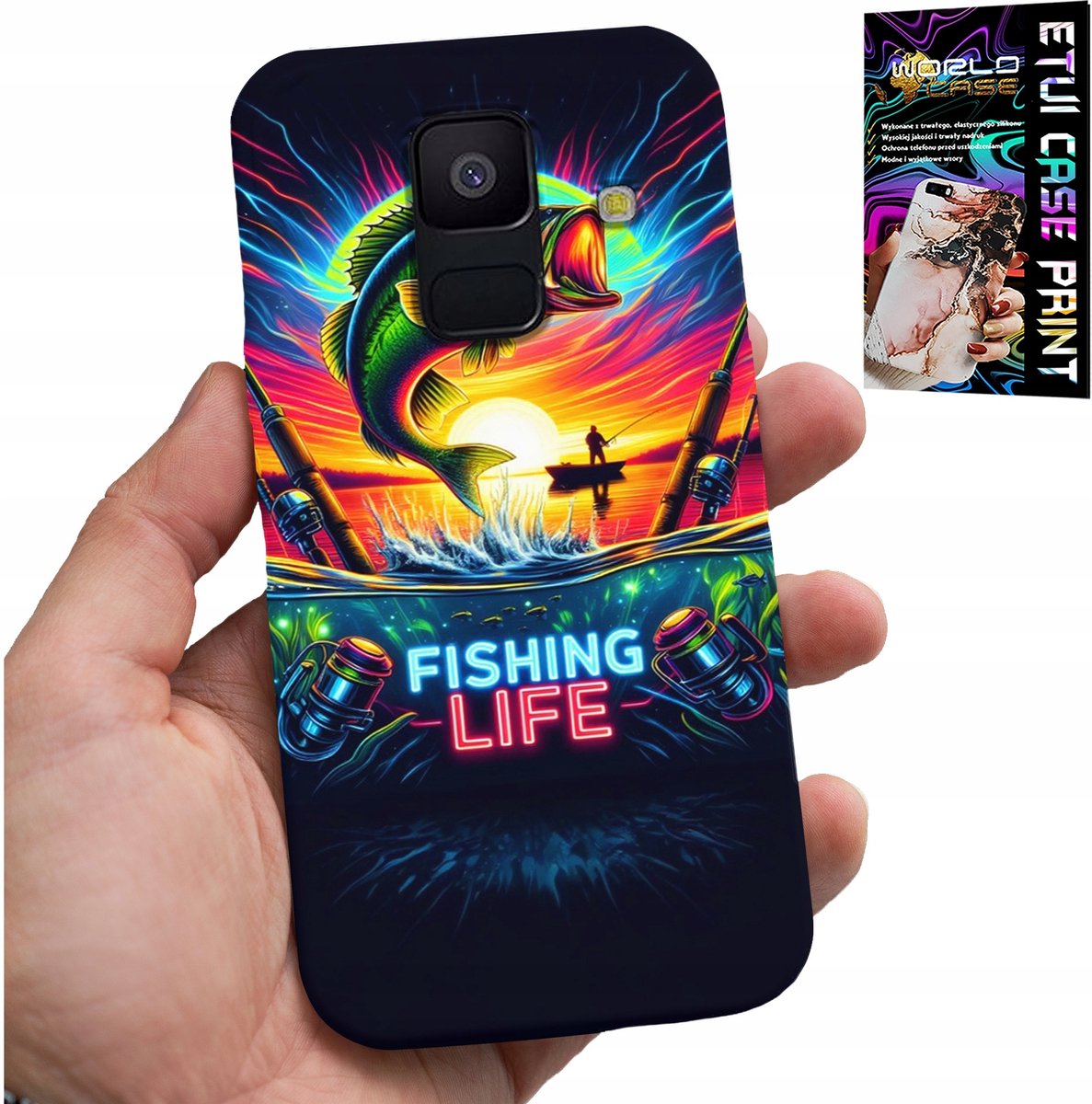 HOESJE VOOR SAMSUNG A6 2018 - VISPATRONEN VIS HENGEL RUGZAK