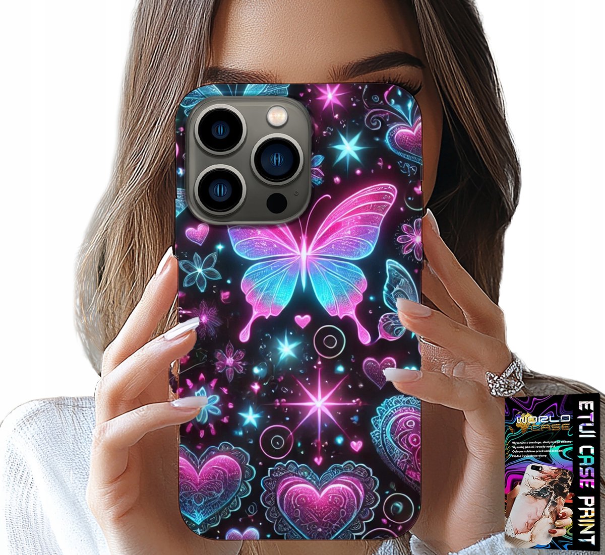 HOESJE VOOR IPHONE 15 PRO MAX - KLEURRIJK VLINDER-HARTMOTIEF HOESJE