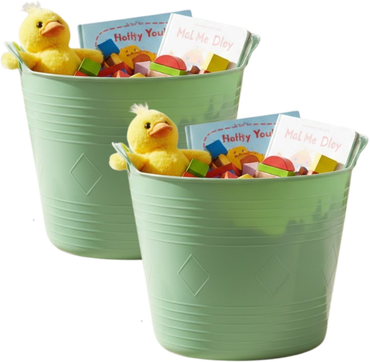 Storage solutions speelgoedmand - 2x - mint groen - 27 l - kunststof - 42 x 35 cm - opbergmand