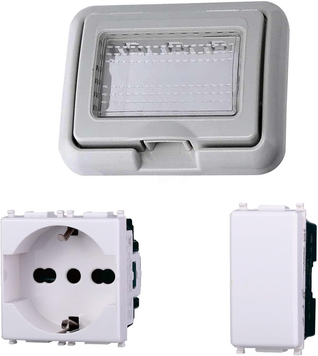 Voorgemonteerde Plaat - Waterdichte Box - Buiten Elektrische Installatie - IP55 Weerbestendig - Compatibel met Vimar - Wit