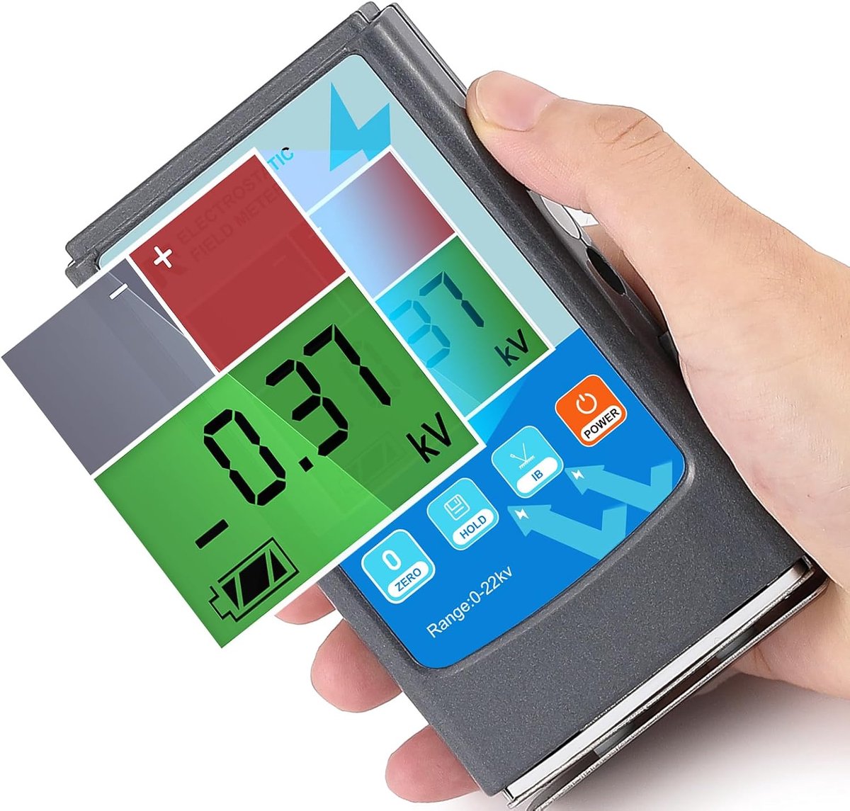 Elektrostatische Tester - Statische Elektriciteit Meter - Oppervlakte Meting - Contactloze Meting - ± 20 kV Bereik - Rood