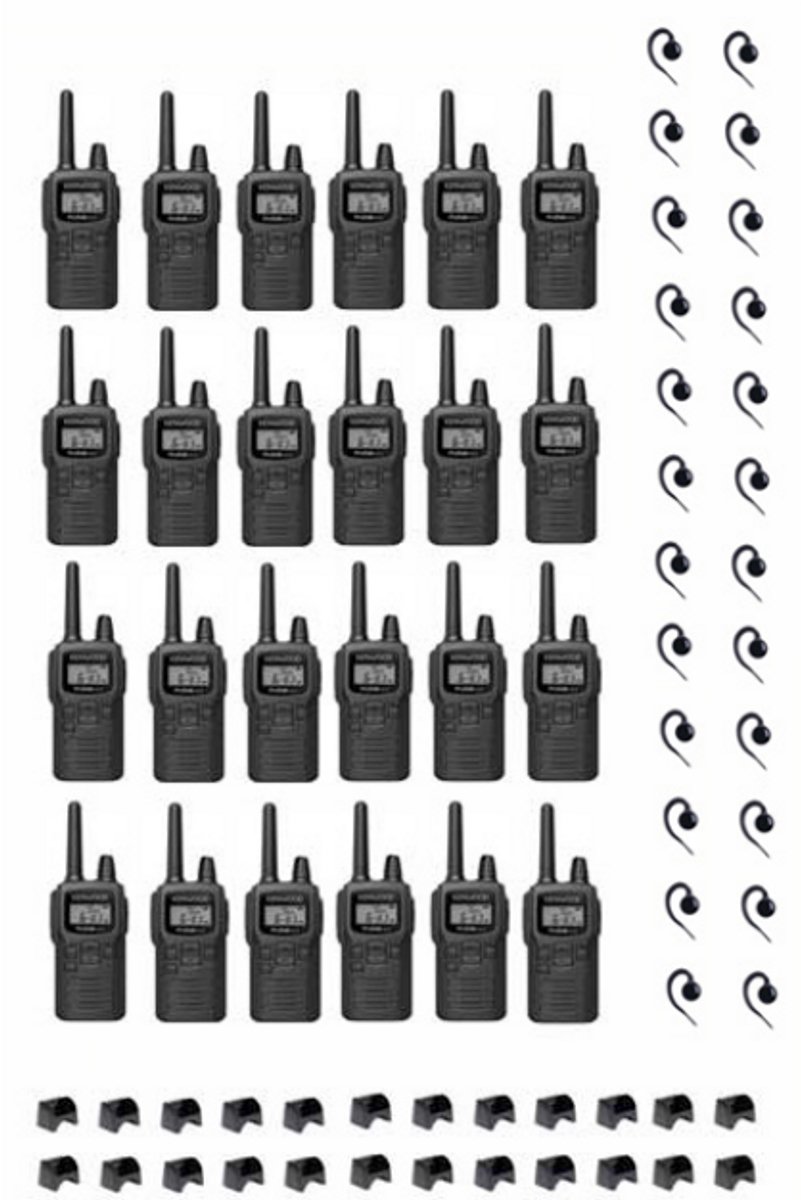 Set van 24 Kenwood PKT-300 ProTalk XLS IP52 PMR446 mini portofoons en C-ring oortje