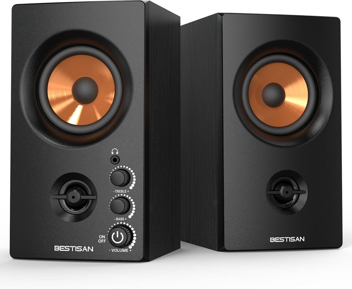 Actieve Boekenplankspeakers met Bluetooth - 50W Hifi Speakers voor Computer, Platenspeler en TV