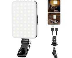 Draagbare LED Camera Verlichting - 60 LED met 2200mAh Oplaadbare Batterij, 7 Modi, 10 Helderheidsniveaus, Clip-op voor Telefoon/Tablet/Laptop