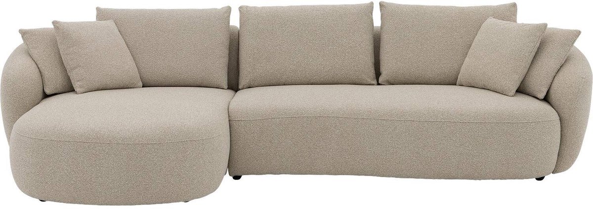 Goossens Ava Hoekbank - Stof - Beige - 334 x 83 x 175 cm - Links