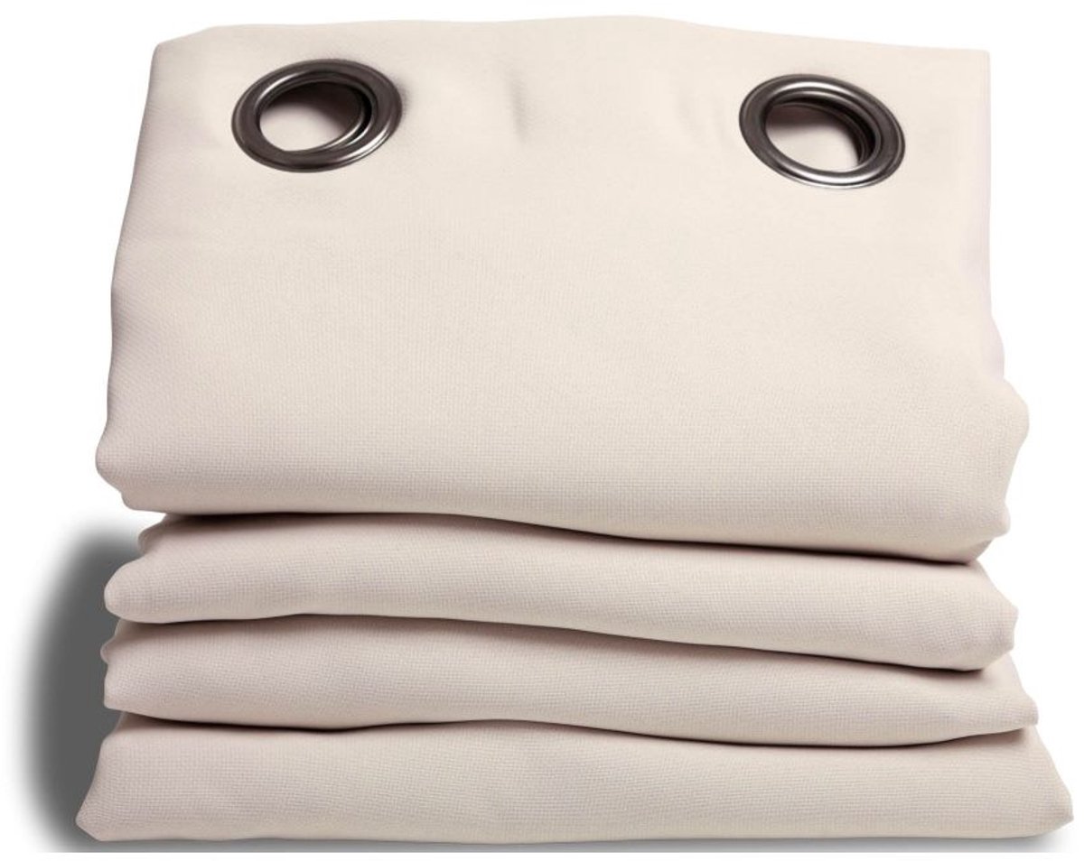 MOONDREAM DecibelControl™ 3in1 Anti-Ruisgordijn | Geluidsisolatie | Thermo Winter+Zomer | 100% Verduisterend | Gepatenteerde Technologie | EU-fabricaat | Oogjes | Beige MC634 | 140B x 260L cm