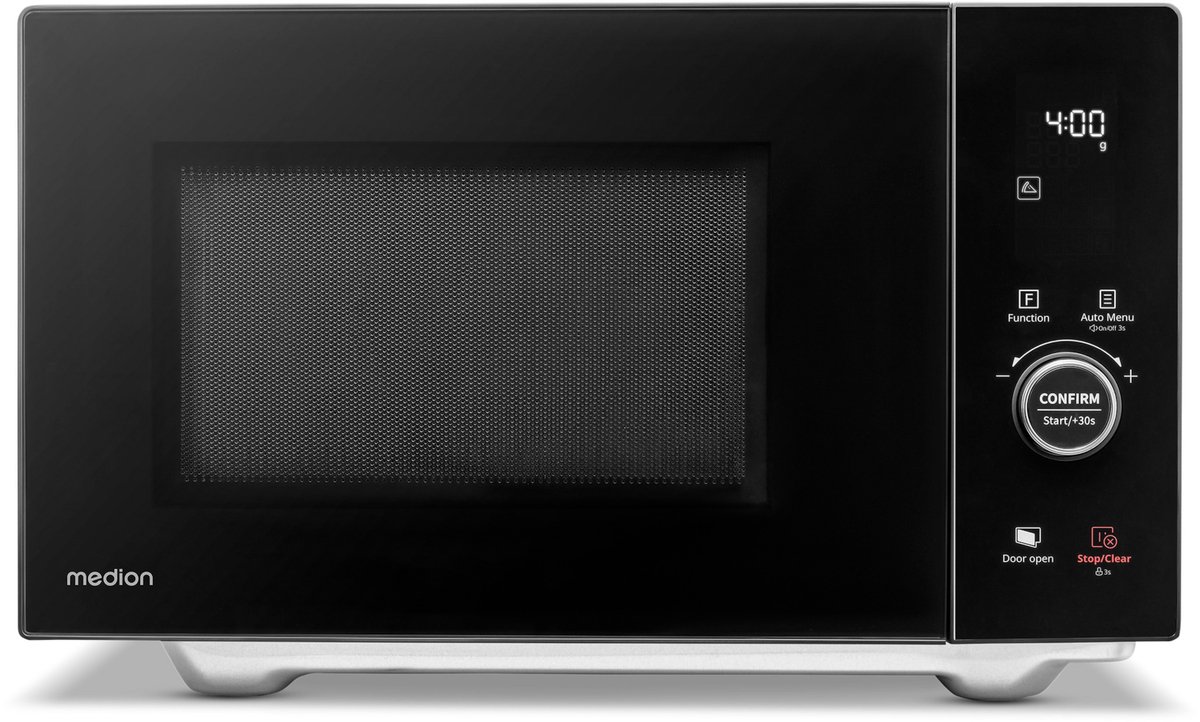 MEDION magnetron met grill en heteluchtfunctie (25 liter, 900 watt, 1100 watt bovengrill & 500 watt ondergrill, 2100 watt heteluchtfunctie, 11 programma's, 10 vermogensniveaus, roestvrij staal, MD1204 — afbeelding 1