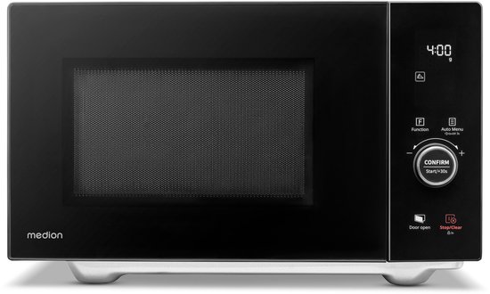 MEDION magnetron met grill en heteluchtfunctie (25 liter, 900 watt, 1100 watt bovengrill & 500 watt ondergrill, 2100 watt heteluchtfunctie, 11 programma's, 10 vermogensniveaus, roestvrij staal, MD1204