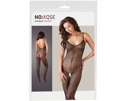 Mandy Mystery Lingerie –  Catsuit met Mesh Ontwerp en Open Kruis voor Erotische Toepassingen – Maat M/L – Zwart