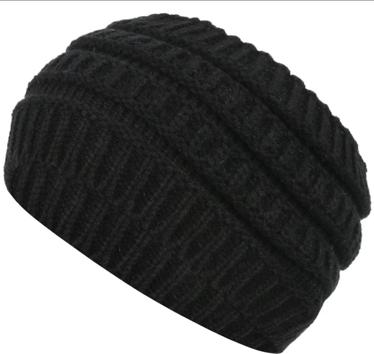 New Age Devi - Geribbelde wintermuts - zwart - warme oorbescherming hoofdband - perfect voor de koude winterdagen!