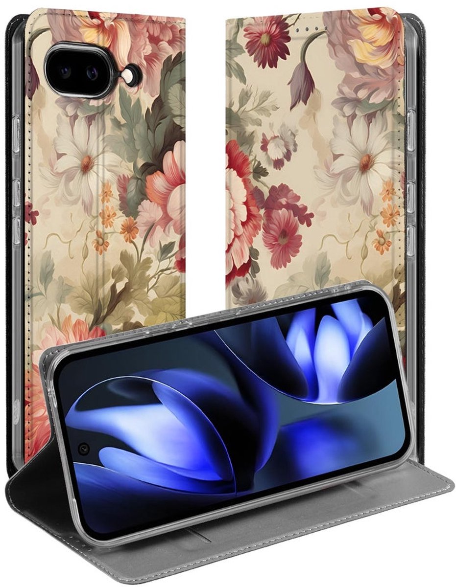 voor Google Pixel 9a Flip Style Cover Bloemen
