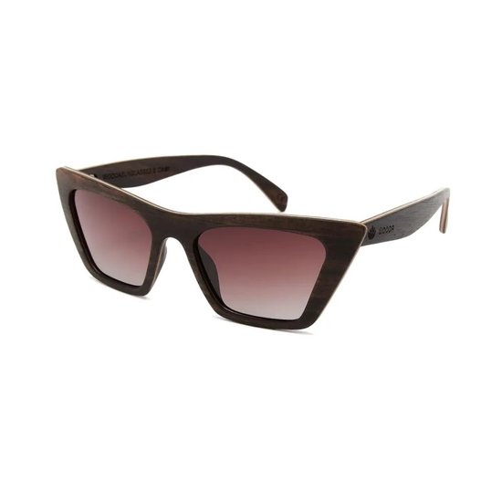 Wooda® Houten Zonnebril Cateye - Bruin Houtaccent - Gepolariseerd - Wooda Cami Marrón Dégradé van Merkloos — afbeelding 2