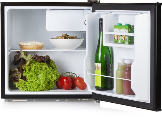 Mini koelkast PRIMO PR185FR 43L zwart, stille minibar 35dB, energieklasse D, omkeerbare deur, compacte koelkast