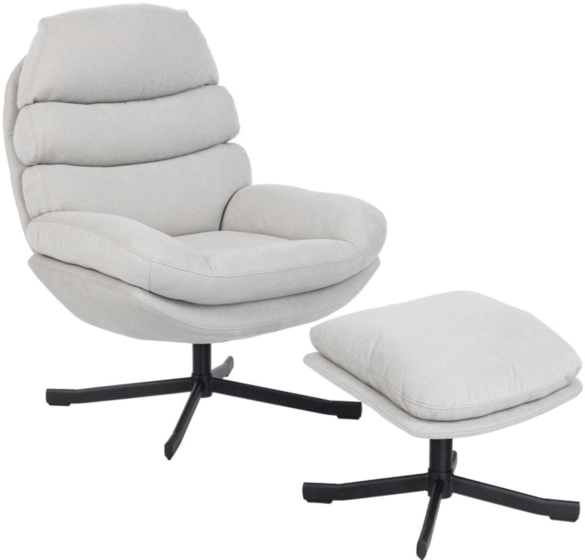 Merax Relaxfauteuil Met Voetenbank – Draaifauteuil 360° Met Zachte Bekleding – Crèmewit – 78x93x100 cm