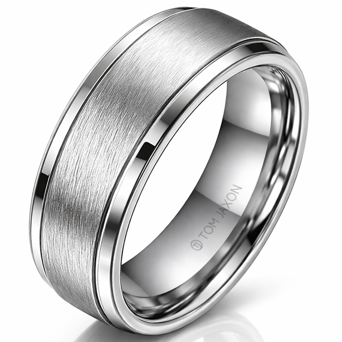 Zilverkleurige wolfraam heren ring Geborsteld Mat en Glans-20mm