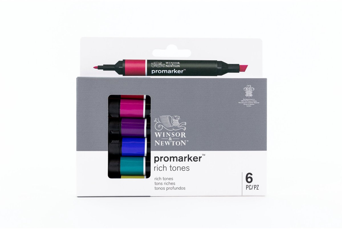 Winsor & Newton 0290111 Promarker™ 6 Rich Tones | Professionele layoutmarkers & alcoholmarkers