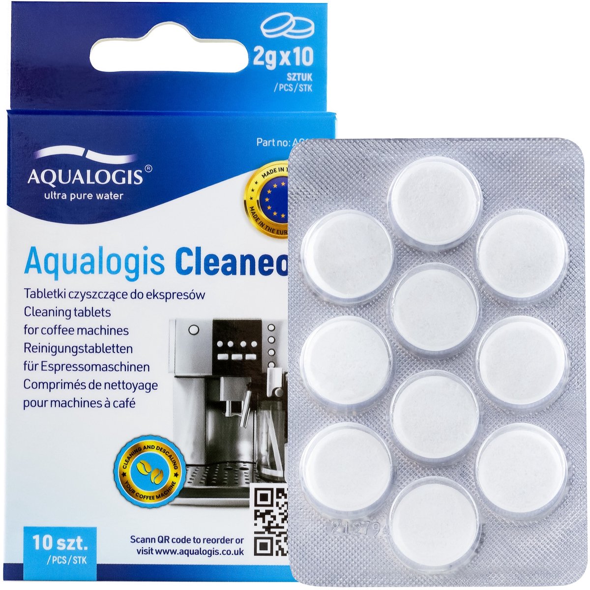 Aqualogis Koffiemachine Reinigingstabletten - koffiemachineonderhoudset - 10 stuks
