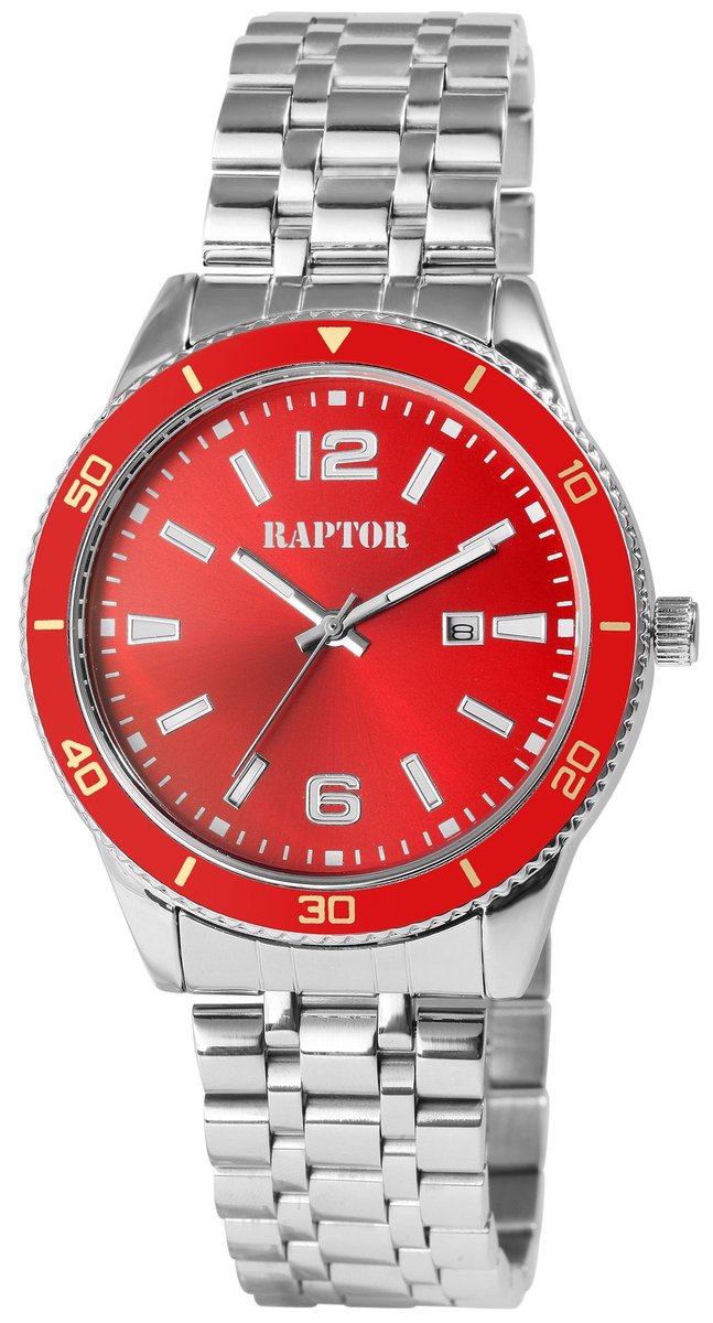 Raptor Herenhorloge van roestvrij staal Brandon met roestvrijstalen band, datumweergave, inclusief geschenkdoos