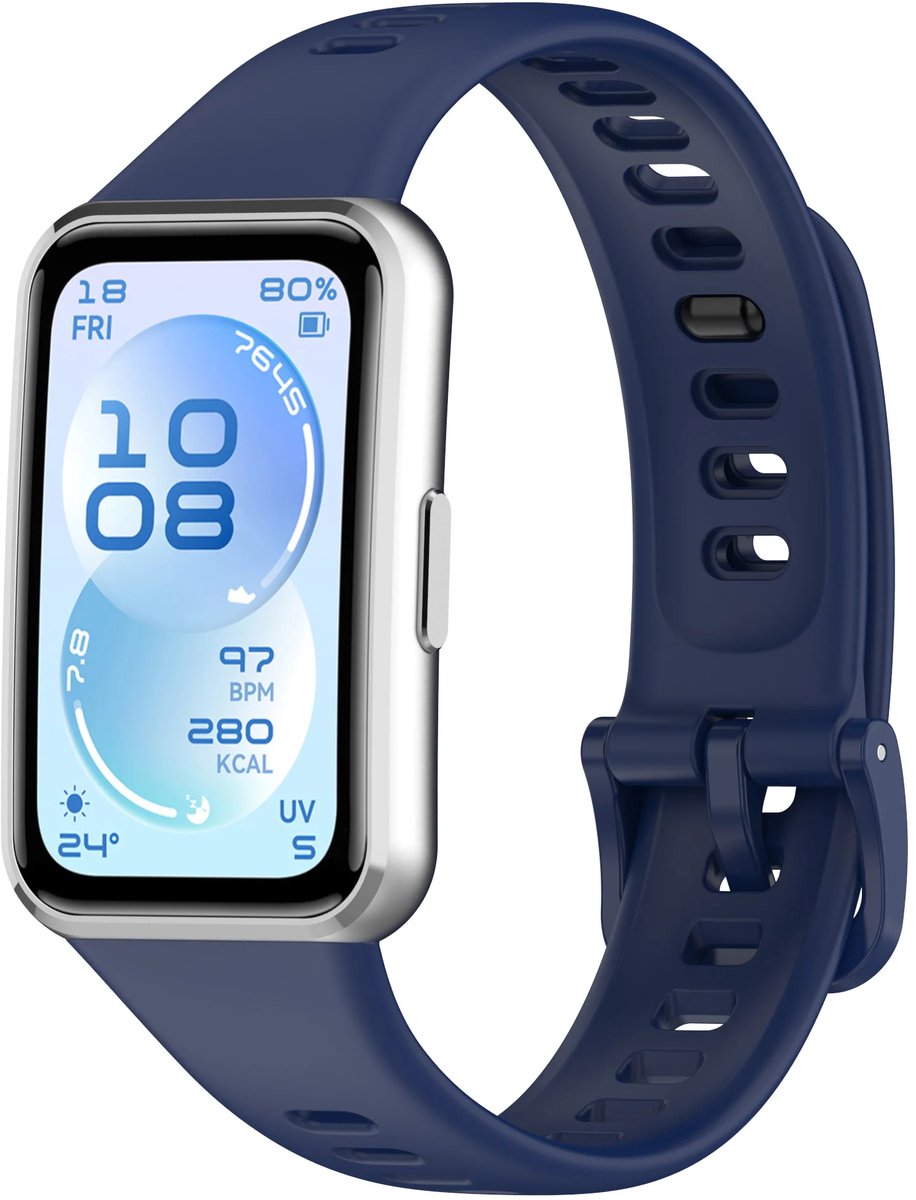 Strap-it Siliconen bandje geschikt voor Huawei Band 11 / Huawei Band 11 Pro (Donkerblauw)