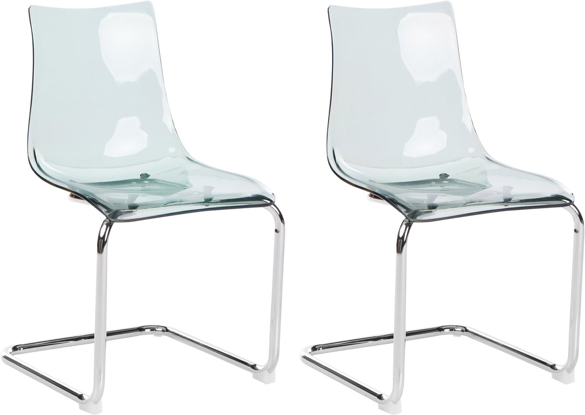 MARSHALL - Eetkamerstoel set van 2 - Transparant zwart - Plastic