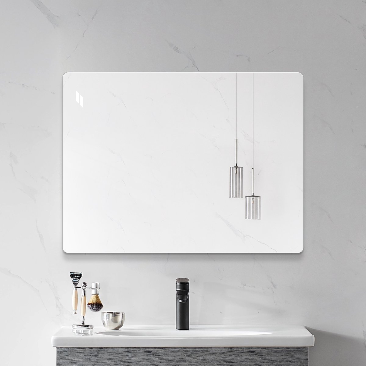 Wishdor Wandspiegel - Frameloos - Horizontaal Of Verticaal Ophangbaar - Modern - Glas - Zilver - 100 X 75 Cm
