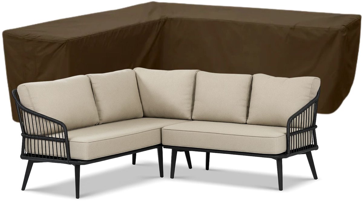 Tuinbankhoes ongelijke zijden links 600D Luxe Donker Bruin - 250 x 190 x 100 x 68