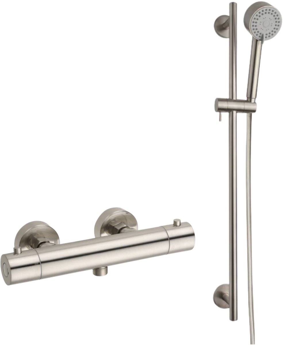 Saqu Essential Douchekraanset thermostatisch 12cm RVS-look