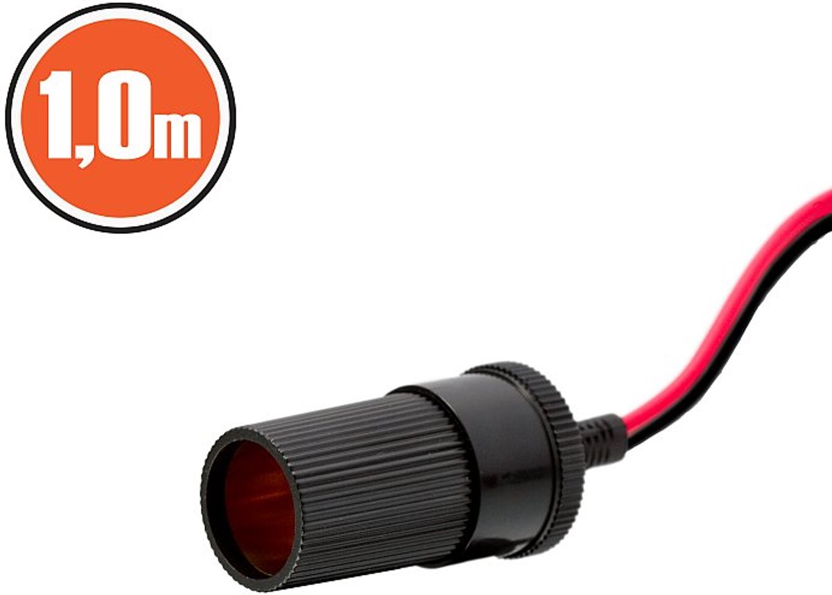 5x Auto Sigarettenaansteker Verlengsnoer met In-line Socket 1 Meter – Set van 5 Stuks – Kunststof Behuizing – Zwart – Geschikt voor Auto en Voertuig Accessoires [20110]