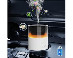 Auto-diffuser met automatische start-stopfunctie, draagbare luchtbevochtiger met geheugenfunctie, op batterijen werkende etherische olie-diffuser met 8-kleuren omgevingslicht voor auto, huis, kantoor en reizen (Wit)