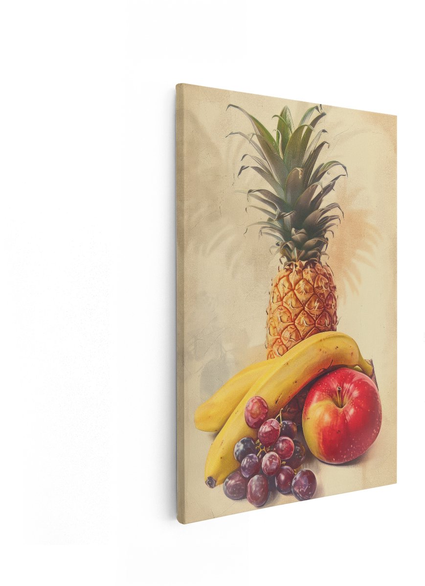 Artaza Canvas Schilderij Ananas - 20x30 cm - Wanddecoratie Stilleven Fruit - Muurdecoratie Keuken - Schilderijen Op Canvas Vintage