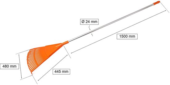 KOTARBAU® Bladhark, Tuinhark van Kunststof, 20 Tanden, Oranje- met Aluminium Steel, Gazonhark, Waaierbezem, Lichtgewicht Hark, Stevige Hark, van Merkloos	 — afbeelding 2