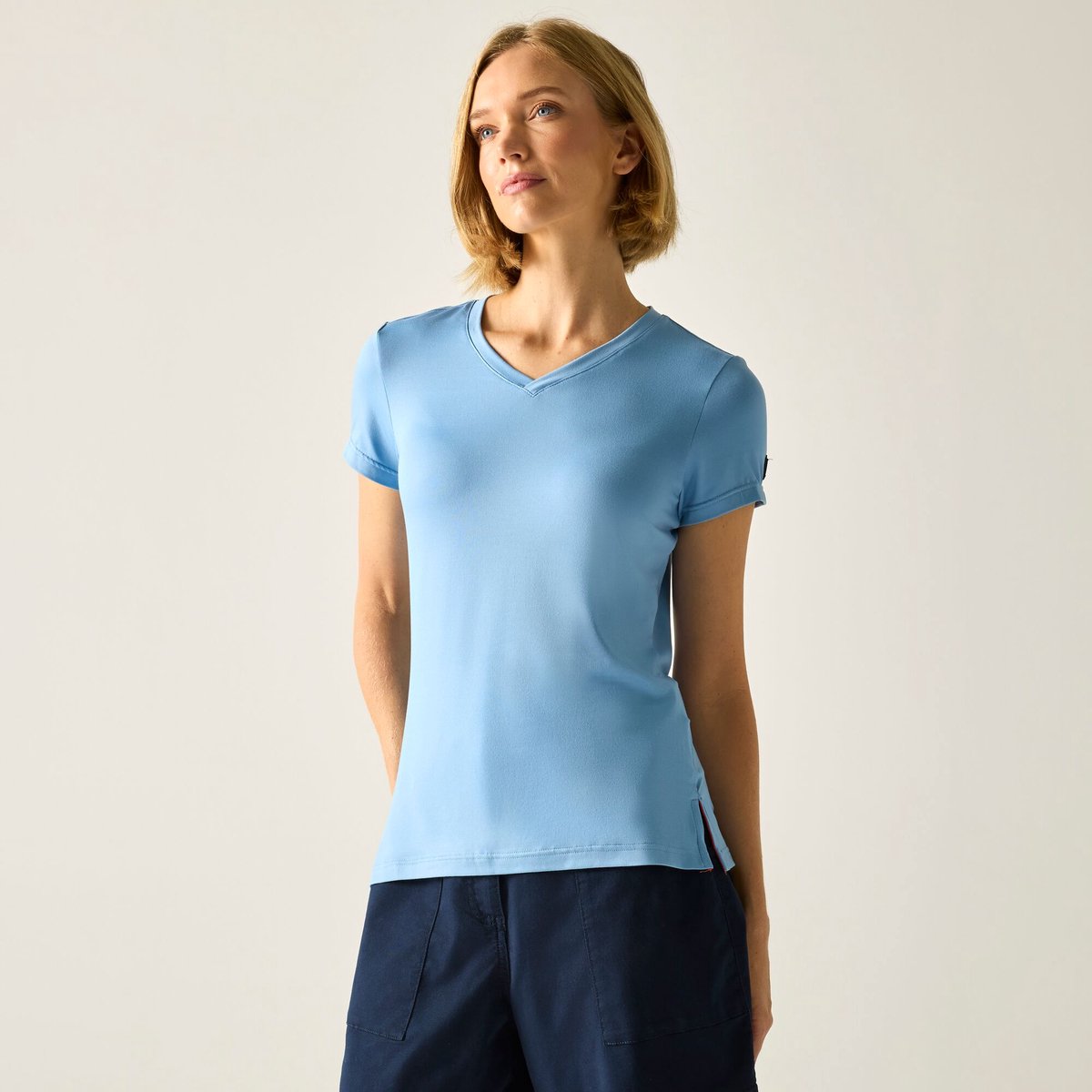 Dames Elkie T-shirt met V-hals en korte mouwen Blauw