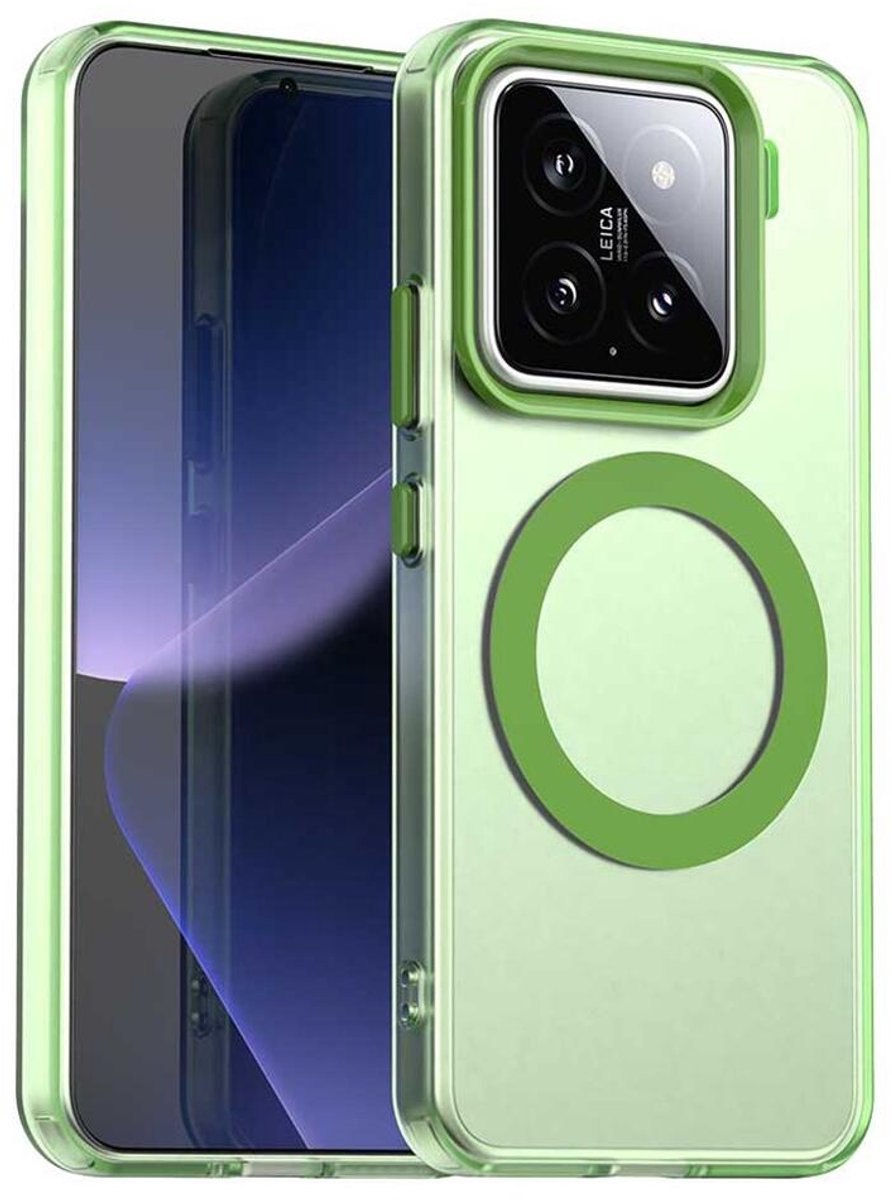 MagSafe Compatibel Backcover Hoesje Geschikt voor Xiaomi 15 - Groen & Semi-Transparant Design - Stijlvol & Goede Bescherming
