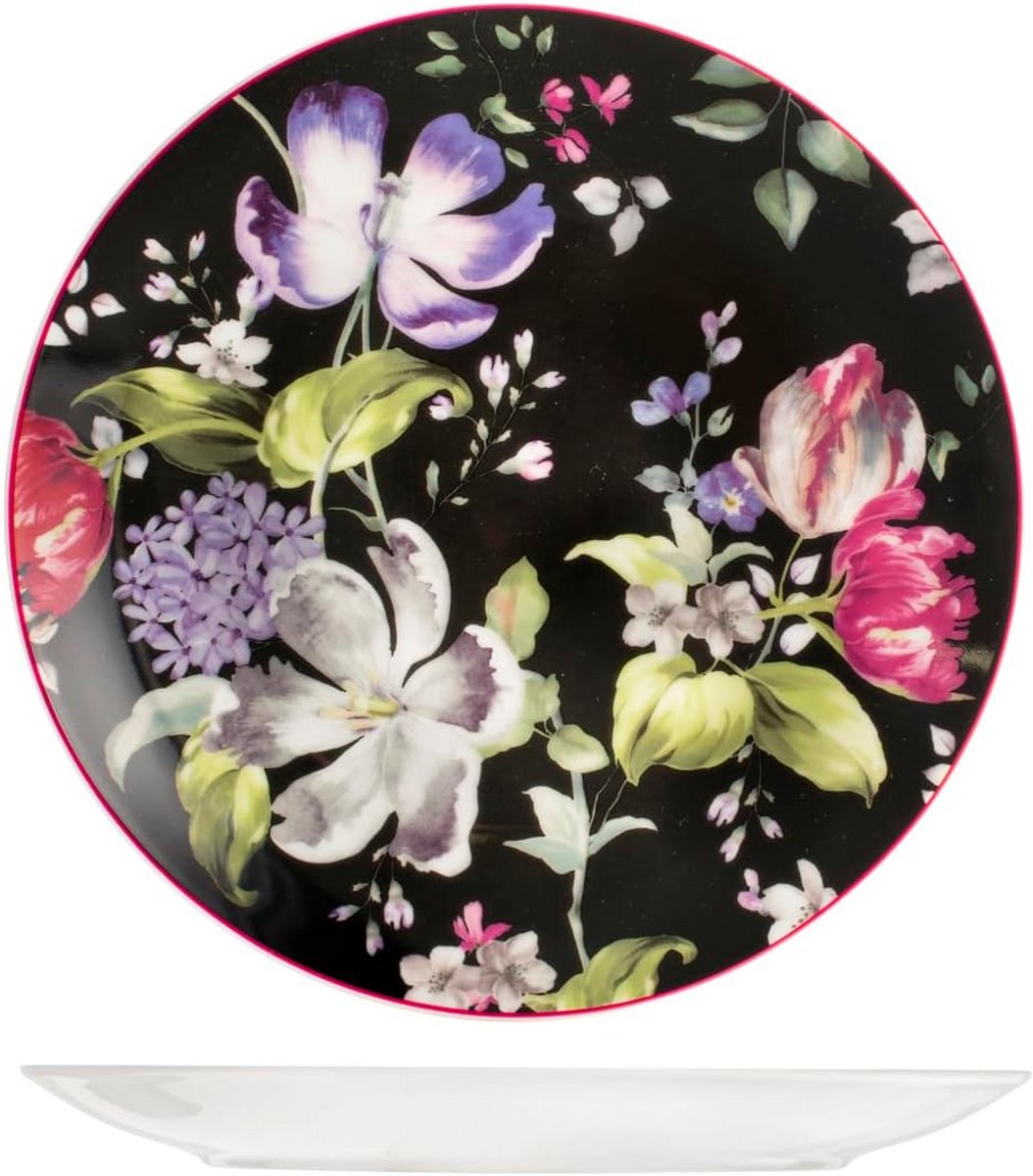 Set van 12 Porseleinen Fruitborden met Bloemendecoratie 20 cm