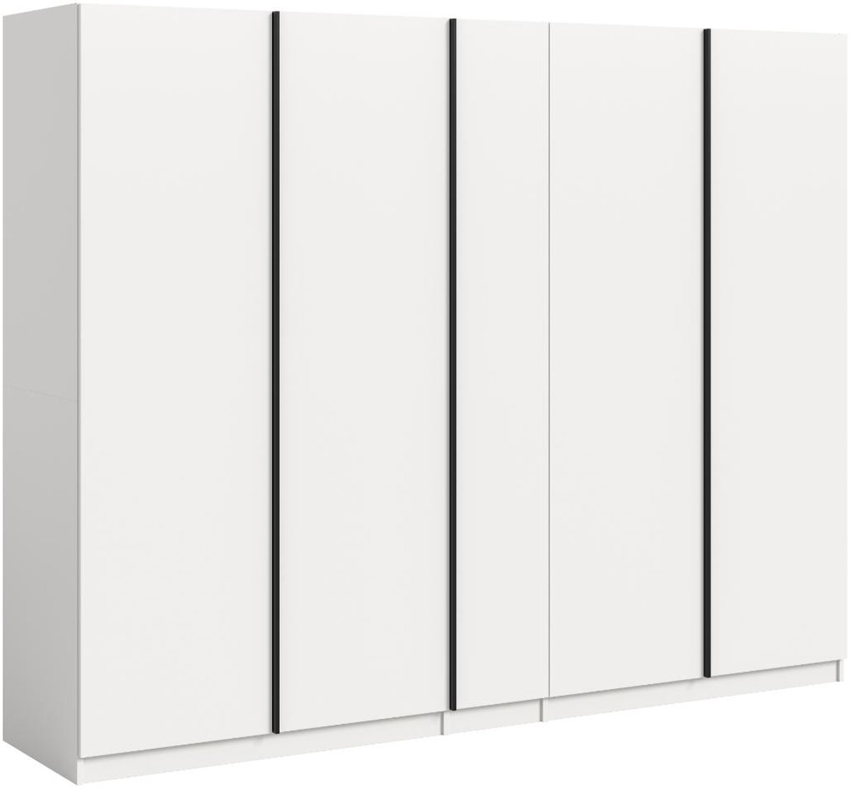 Kledingkast Oakland - 230x183x53 Cm - 5 Deuren - Wit