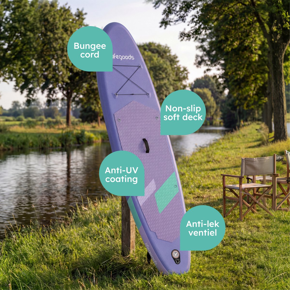 LifeGoods SUP Board Allround Compact - 120 KG Draagkracht - 300 x 76 cm - Opblaasbaar - Compleet SUP pakket - Paars – foto 8
