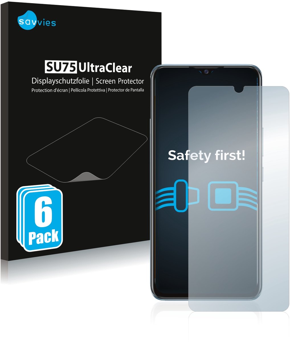 Savvies - Screenprotector voor Vivo Y70 - Folie Beschermfolie transparant 6 Stuks