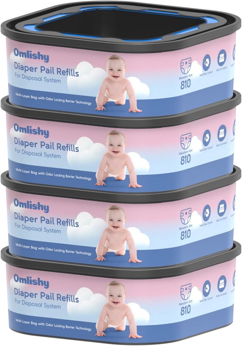 4x Vierkante Luieremmer Navulcassettes voor Luiers en Vuilnis