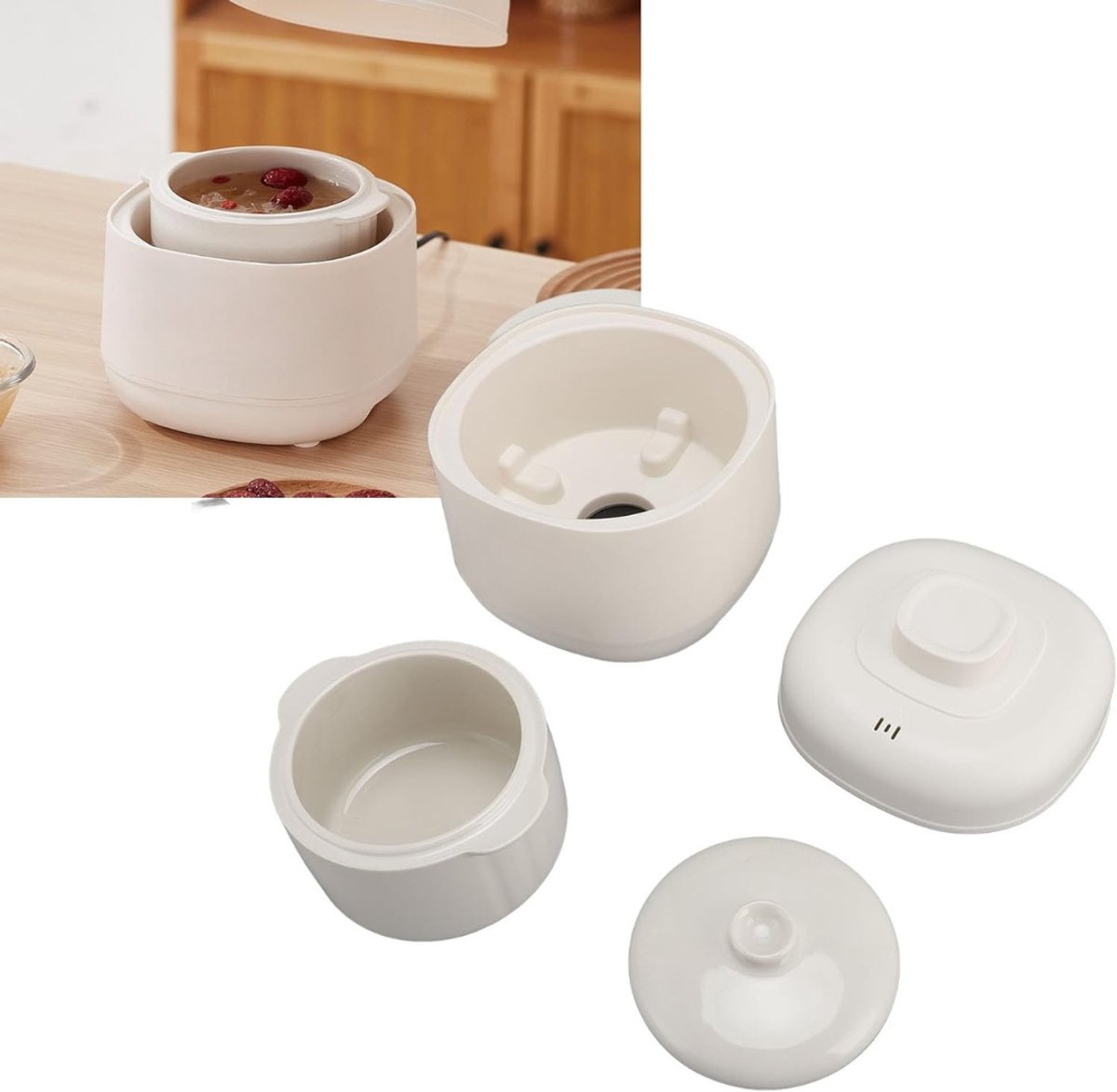 Zyrex® Slowcooker met Timer - Wit - 23cm x 23cm x 22cm - afbeelding 2