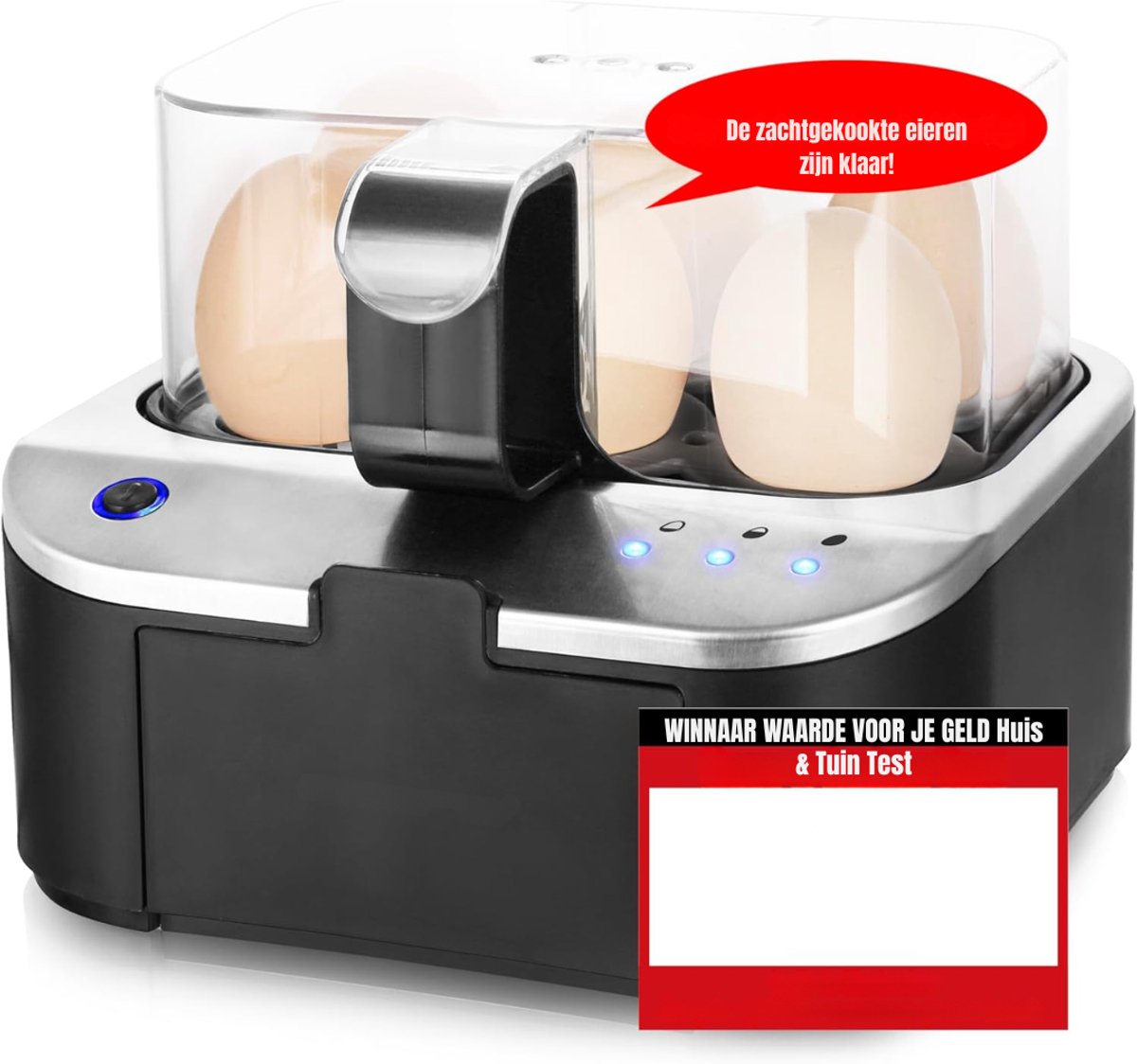 Aurixi® Eierkoker electrisch - Eierkoker - Eierkoker met timer - Roestvrij Staal - 19cm x 18cm x 15cm