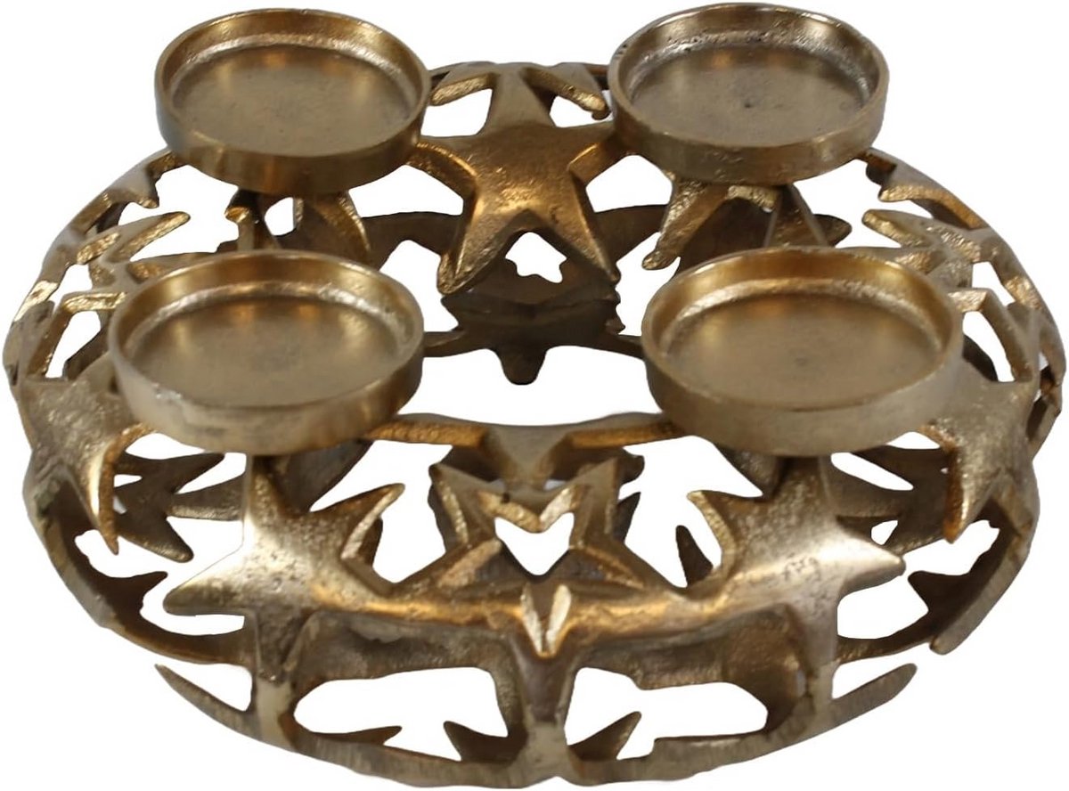 Moderne metalen kandelaar voor 4 stompkaarsen - Decoratief tafelstuk en adventskrans