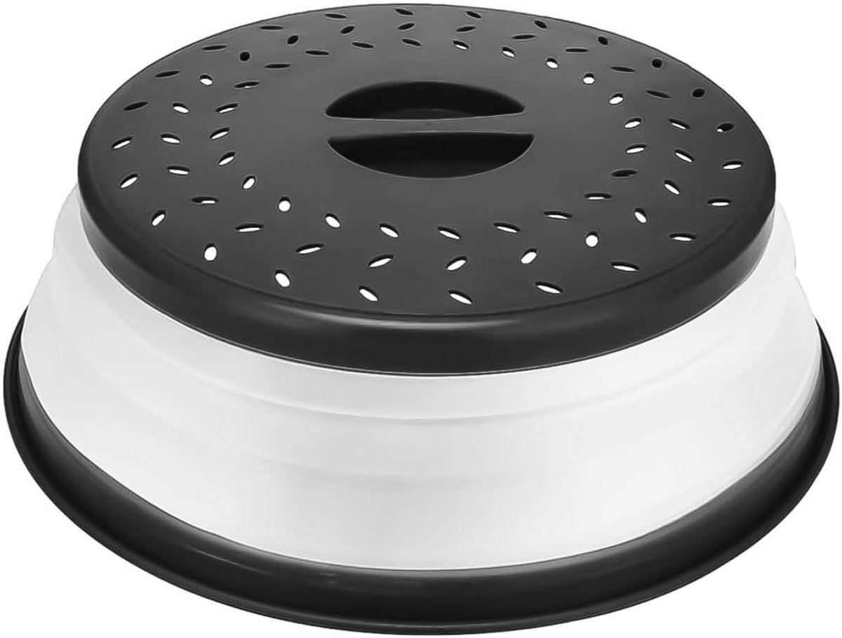 Magnetron Voedsel Splatter Guard Zwart - Voedsel Cover met Vent Stoom en Handgreep - Kook Accessoire voor Magnetron - Voedsel Deksel Spatbeschermer.