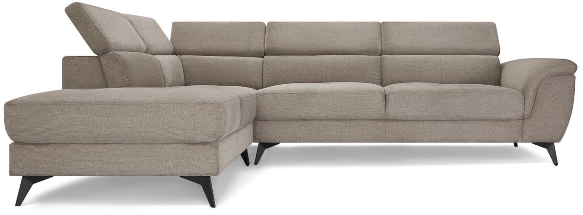 Hoekbank Links Beige Stof - 290x95x90cm - Zitdiepte 55cm - Giga Meubel
