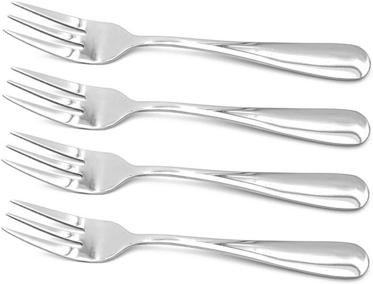 Set van 4 Kleine Roestvrijstalen Vorkjes - Dessert-, Salade- en Appetizerservies (13,7 cm)