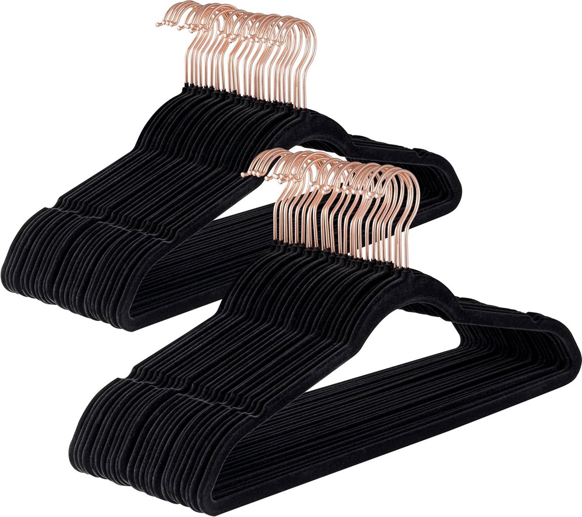 Set van 50 Fluwelen Kledinghangers - Antislip & Ruimtebesparend - Zwart