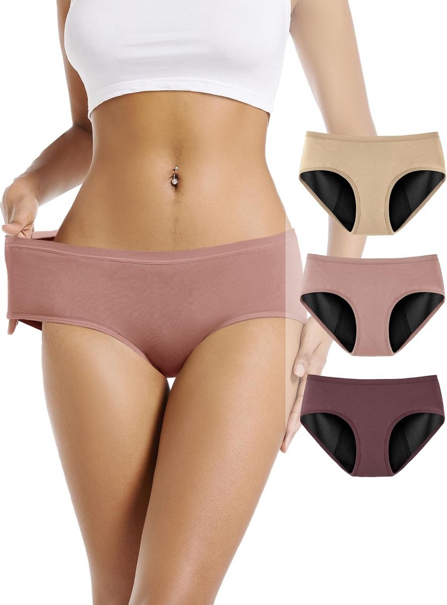 Hip-hoge Absorberende Menstruatieslips Dames - 3 stuks Maximaal Lekvrije Bescherming