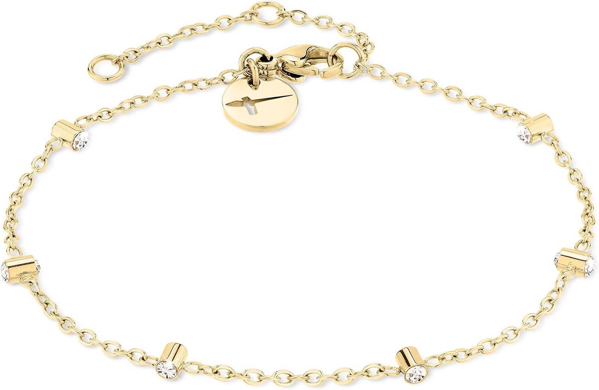 Damesarmband met glazen steentjes in IP roségoudkleur, 21 cm