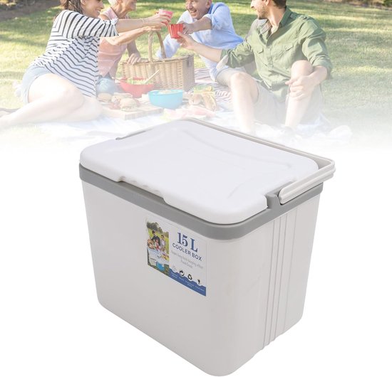 Draagbare Koelbox - Geïsoleerde Cooler Camping Koeler - Buitenactiviteiten - Lekvrij Ontwerp - 15 Liter - Wit — afbeelding 2